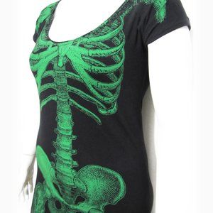 2XL Kreepsville 666 Green Skeleton Tunic Dress